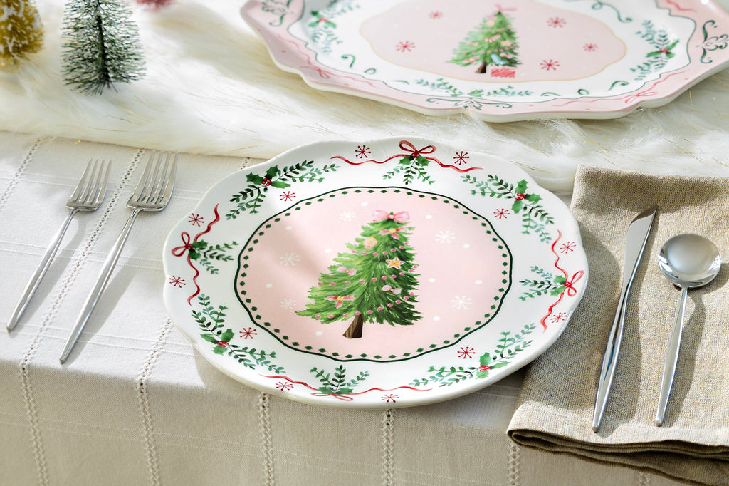 Christmas Tree Pink Dessert/Dinner Plate