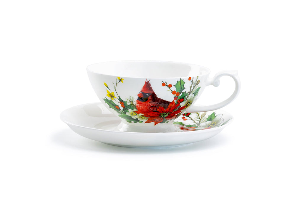 Cardinal Poinsettia Bone China Cup and Saucer