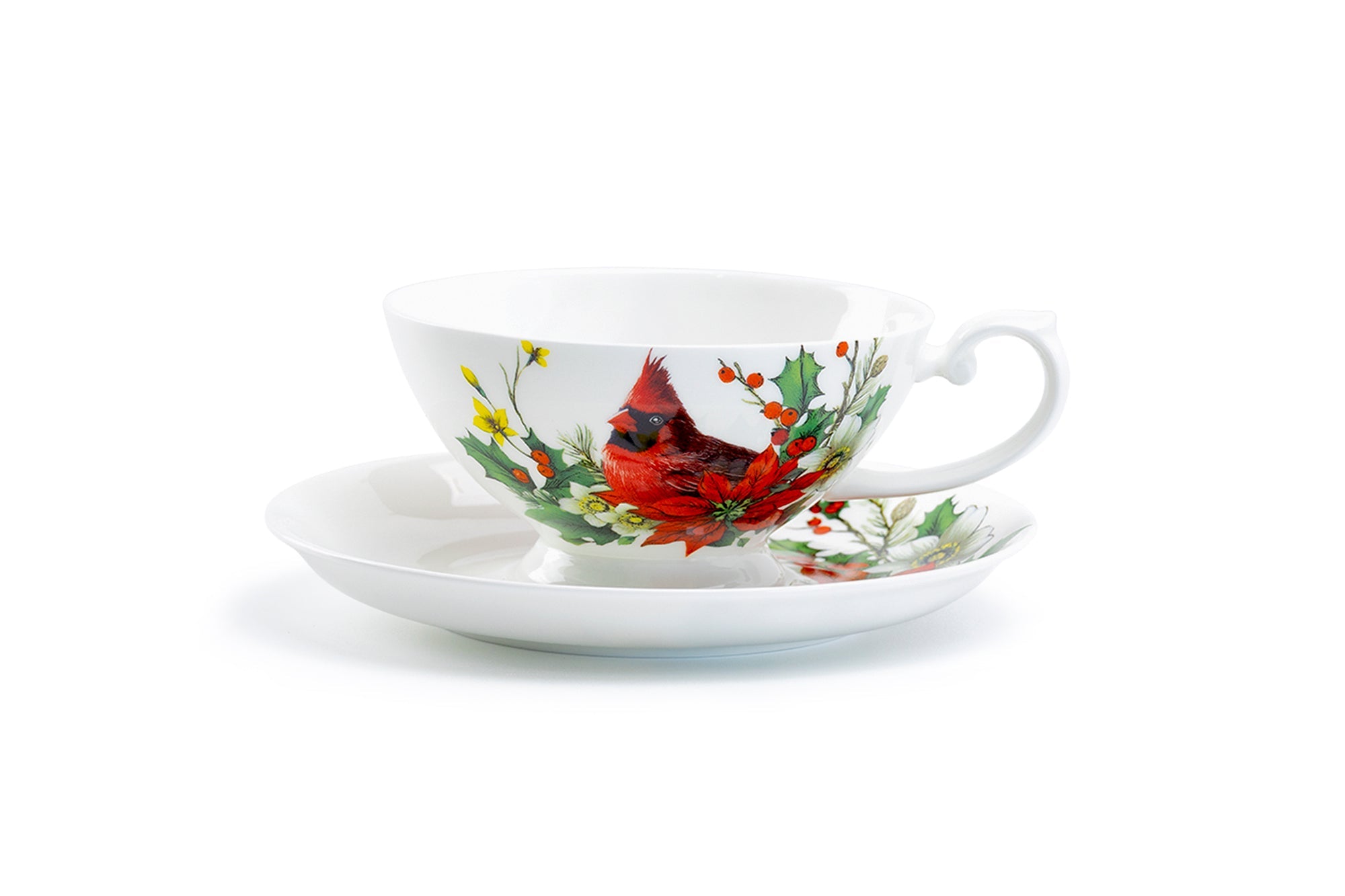 Cardinal Poinsettia Bone China Cup and Saucer