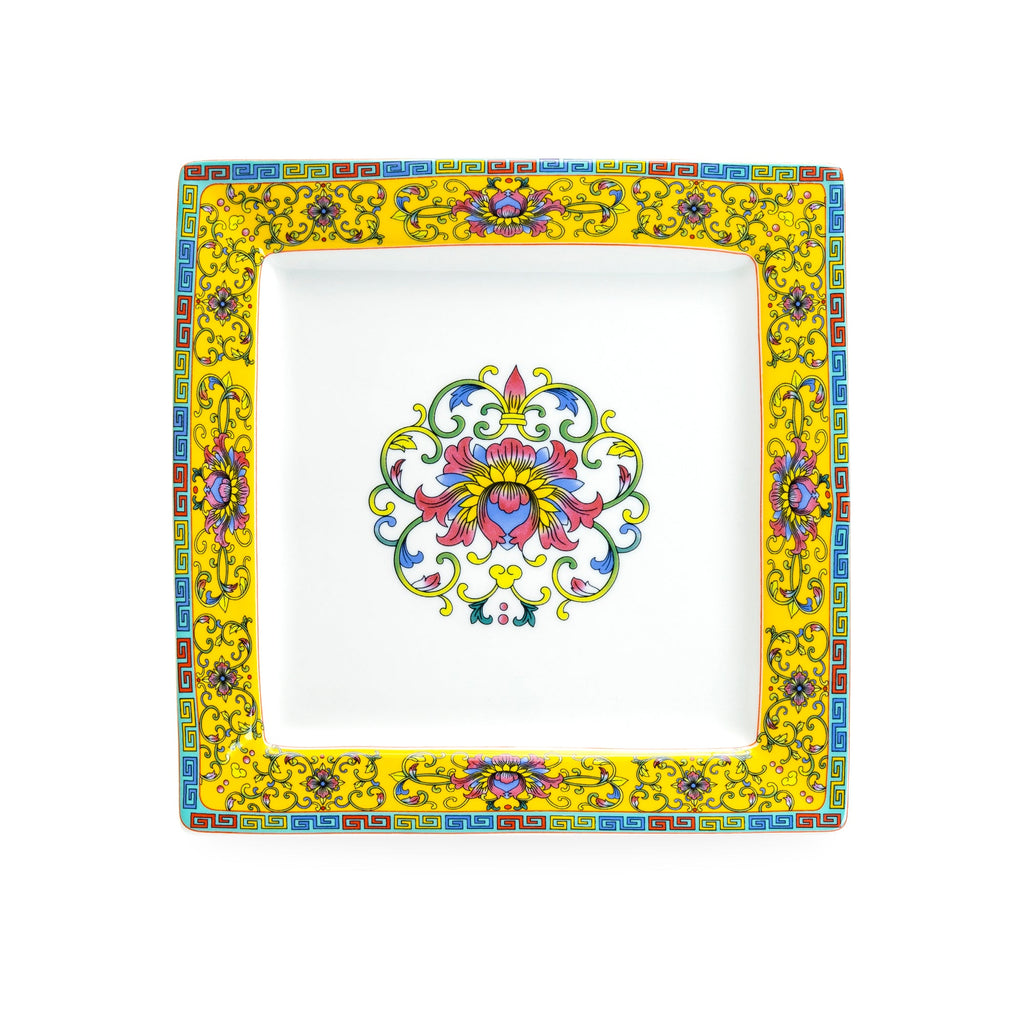Yellow Dynasty Fine Porcelain 10.25" Square Dessert Plate