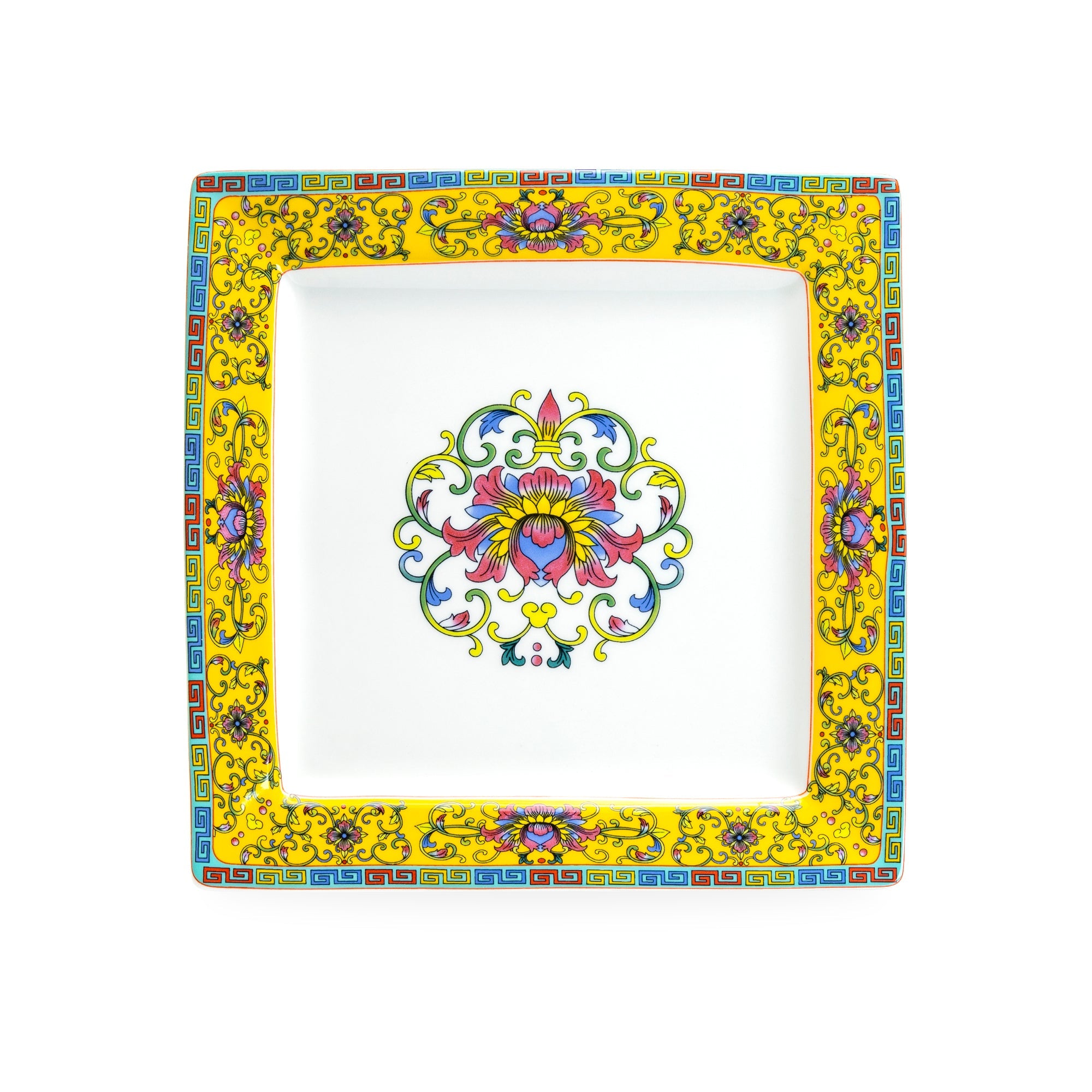 Yellow Dynasty Fine Porcelain 10.25" Square Dessert Plate