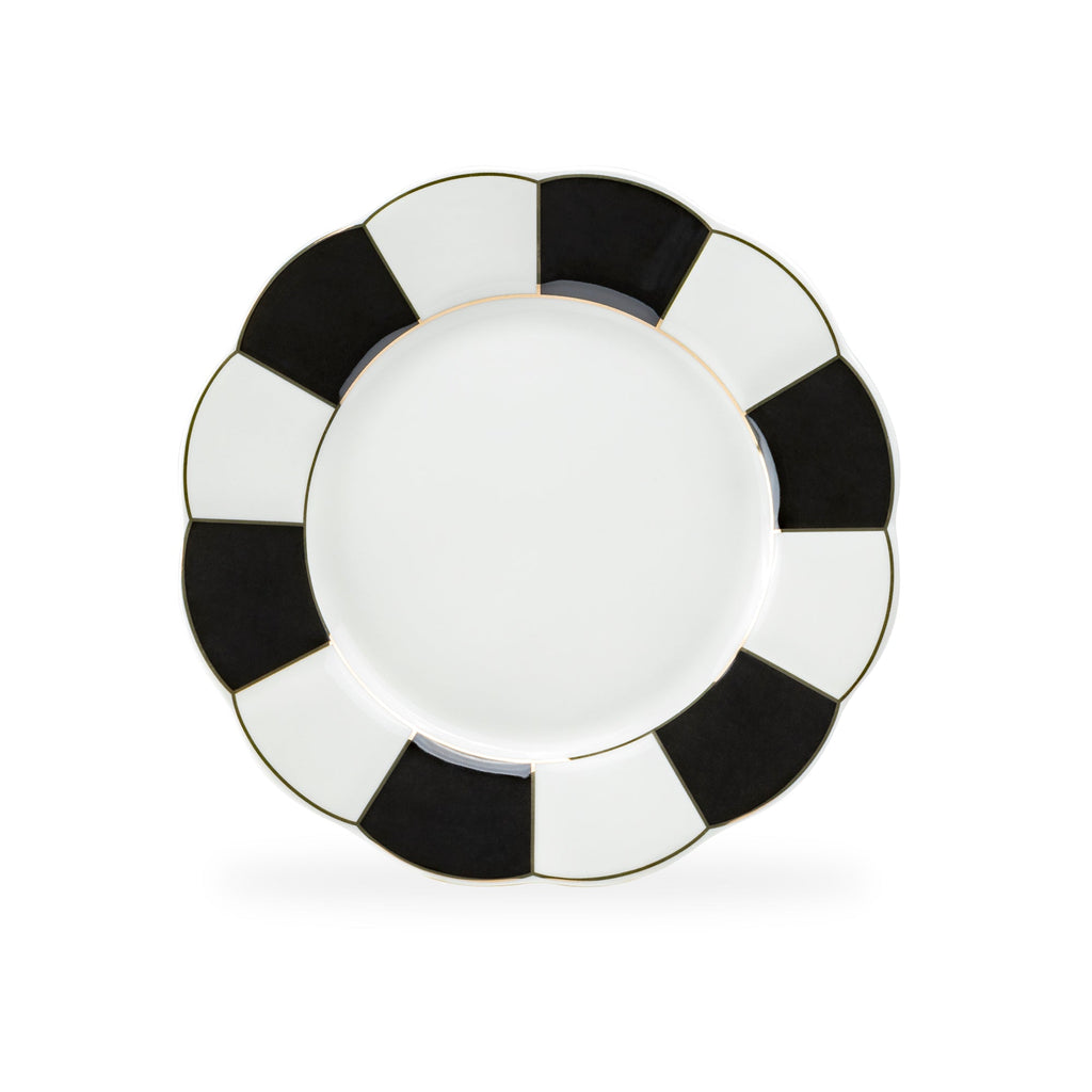 Black and White Scallop Fine Porcelain Dessert / Dinner Plate - CLEARANCE
