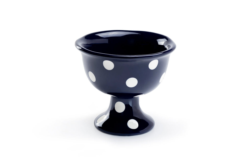 Polka Dots American Red / Navy Blue Footed Ice Cream Bowl