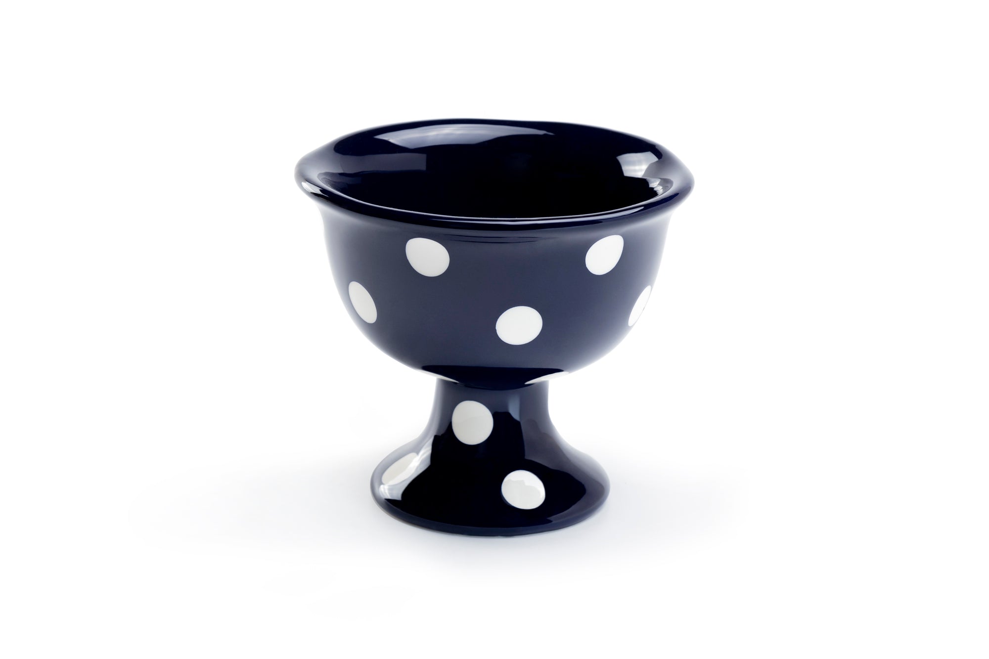 Polka Dots American Red / Navy Blue Footed Ice Cream Bowl