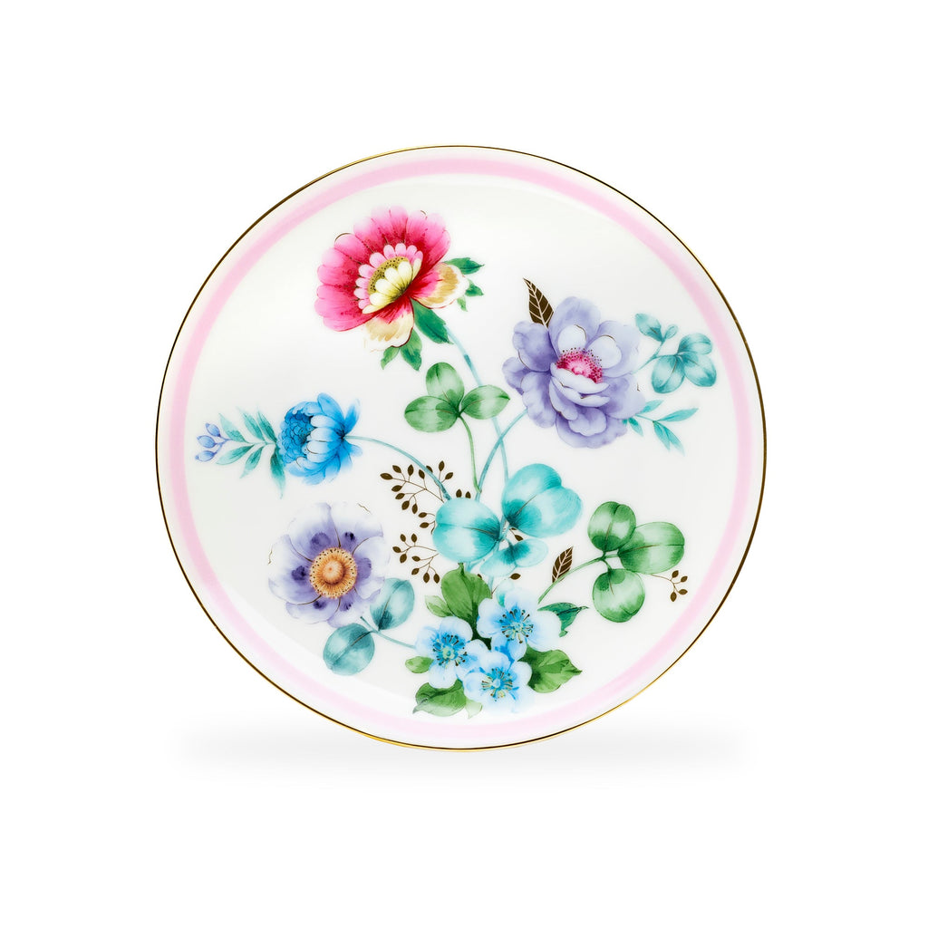 7.5" Pink Flower Garden Fine Porcelain Dessert Plate