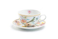Spring Flowers with Bird Fine Porcelain Latte Cup and Saucer
