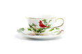 Red Cardinal Fine Porcelain Tea Cup and Saucer