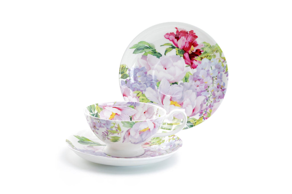 Peony Bloom Bone China Cup and Saucer