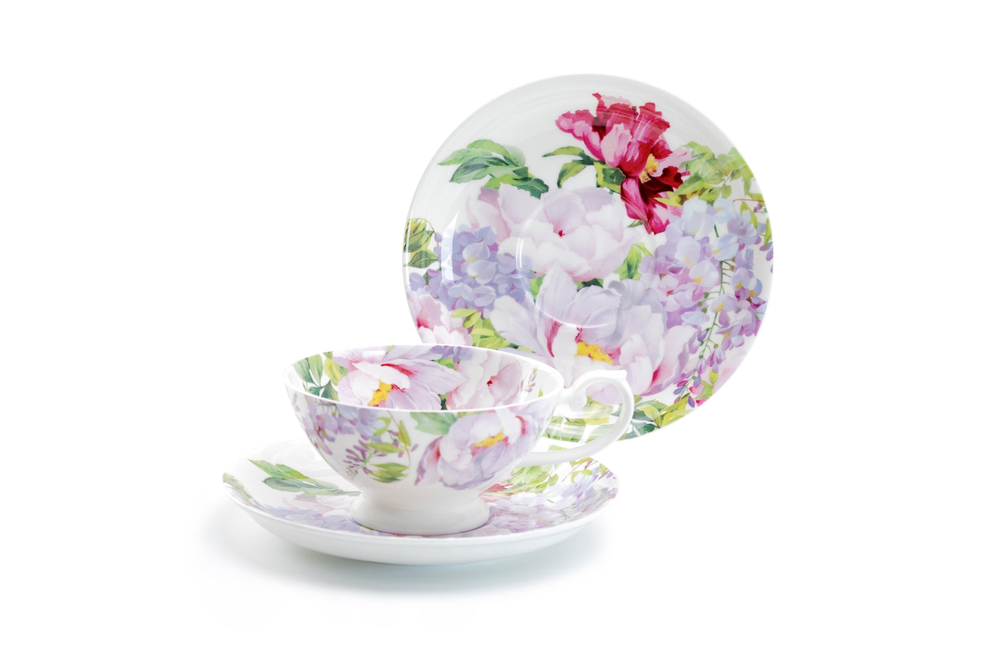 Peony Bloom Bone China Cup and Saucer