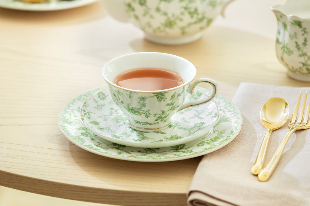 Greeny Garden Fine Porcelain Tea Cup and Saucer