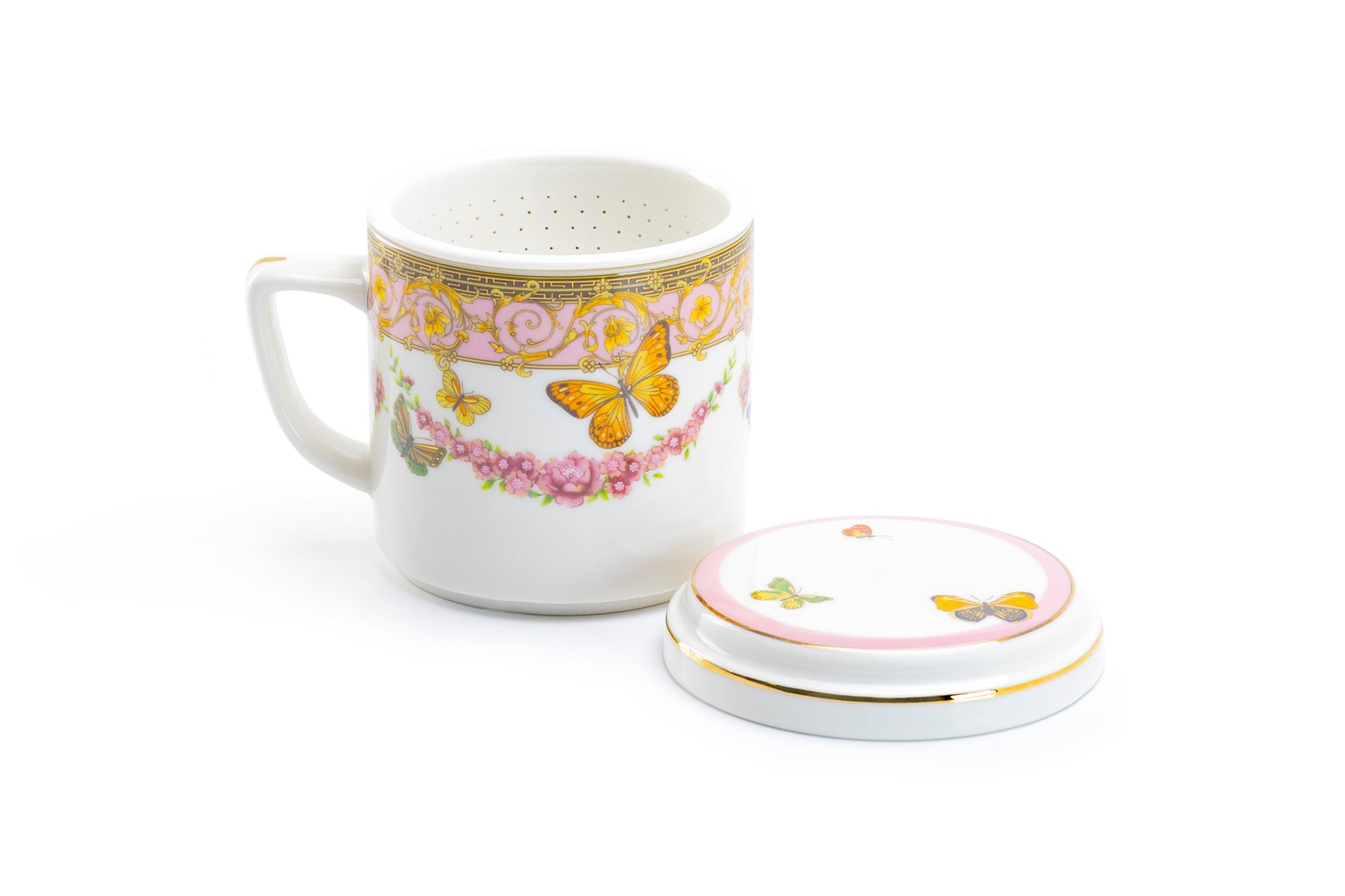 Butterflies with Pink Ornament Fine Porcelain Mug