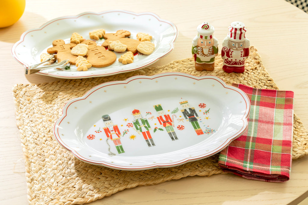14" Holiday Royal Nutcrackers Fine Porcelain Oval Serving Platter