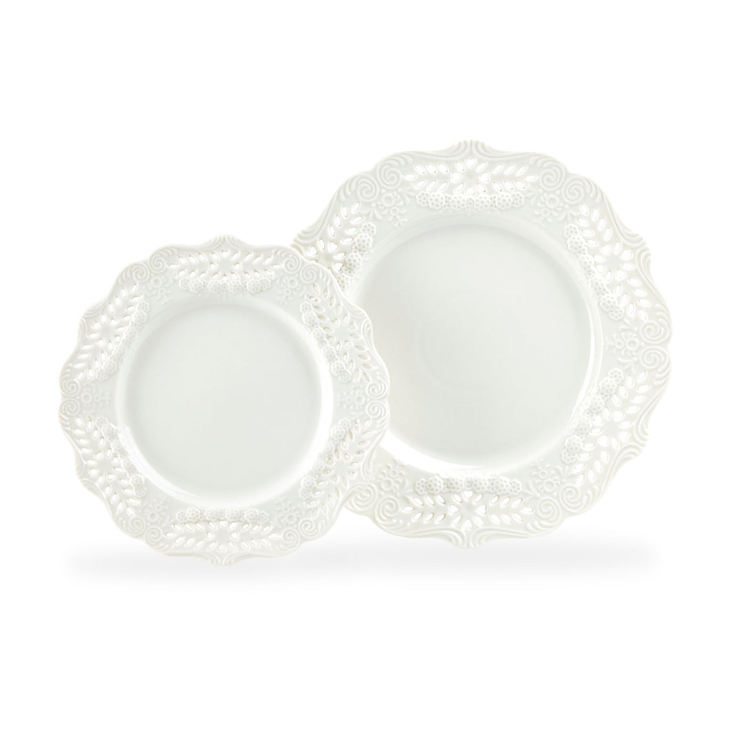 White Victorian Fine Porcelain Dessert/Dinner Plate