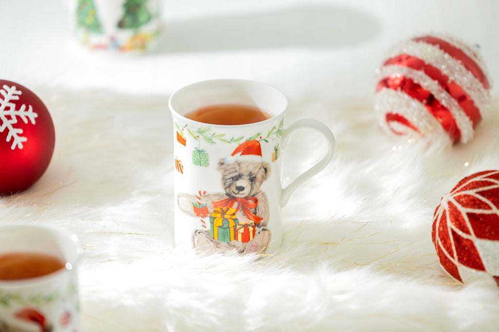Christmas Tree and Bears Bone China Mug Set of 4
