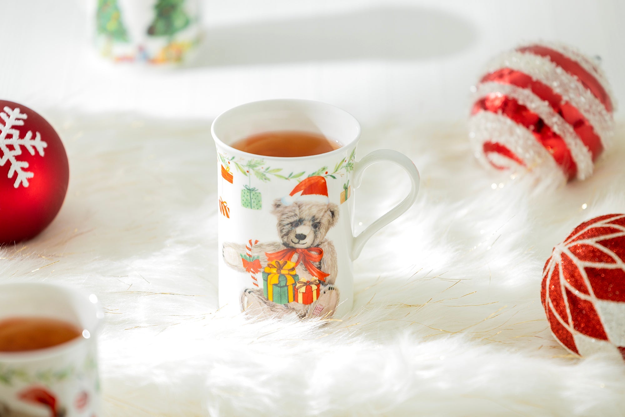 Christmas Tree and Bears Bone China Mug Set of 4