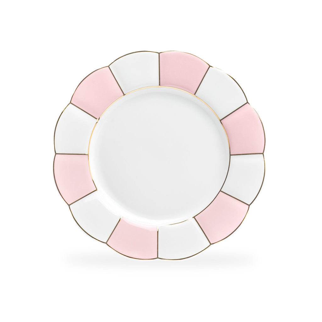 Pink and White Scallop Fine Porcelain Dessert/Dinner Plate