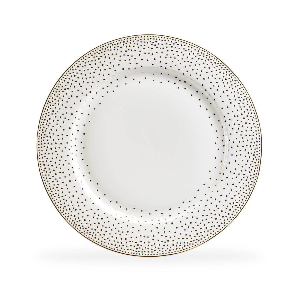 Gold Dots White Bone China Dessert/Dinner Plate