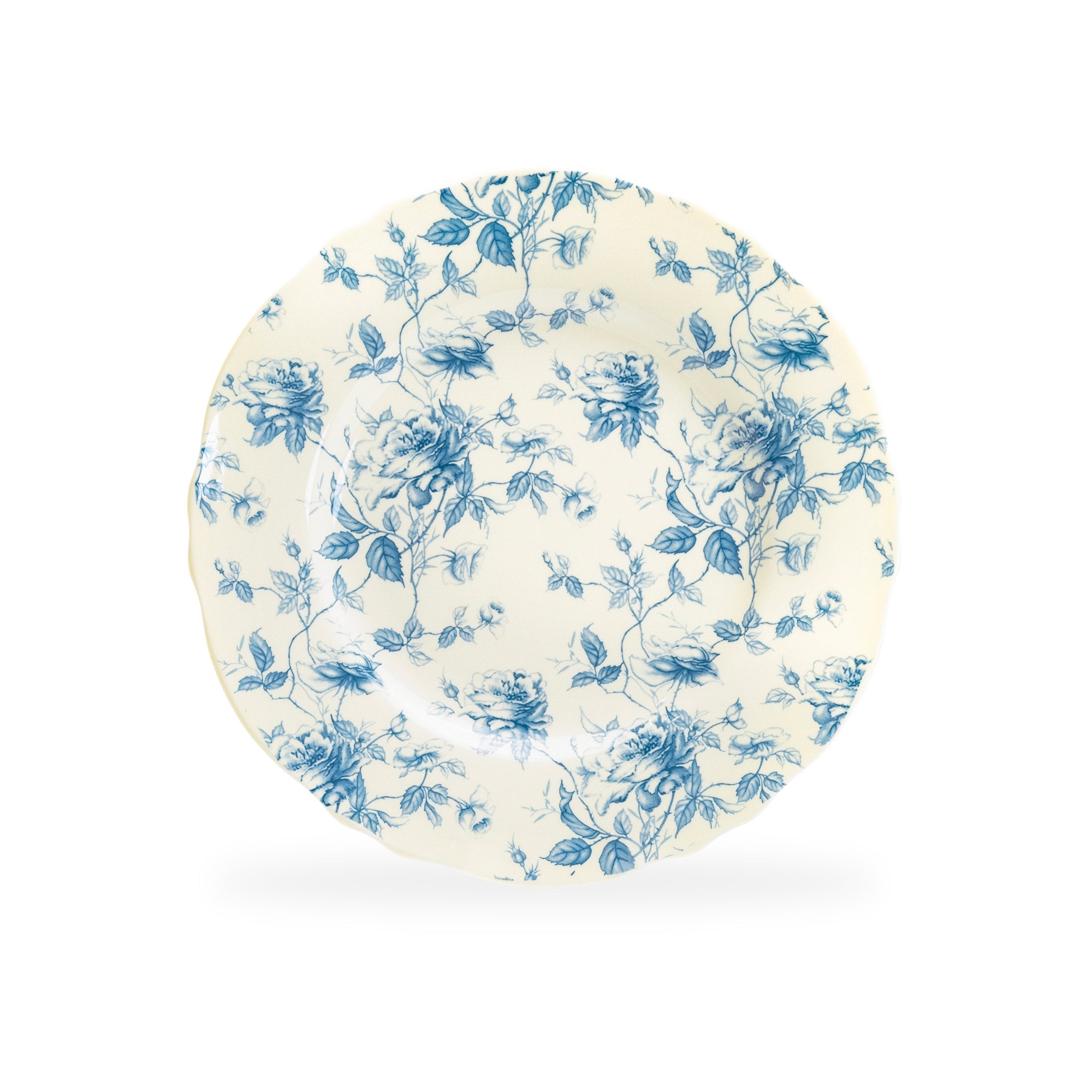 8.25" Blue Rose Toile Fine Porcelain Dessert Plate