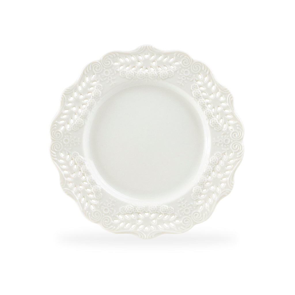 White Victorian Fine Porcelain Dessert/Dinner Plate