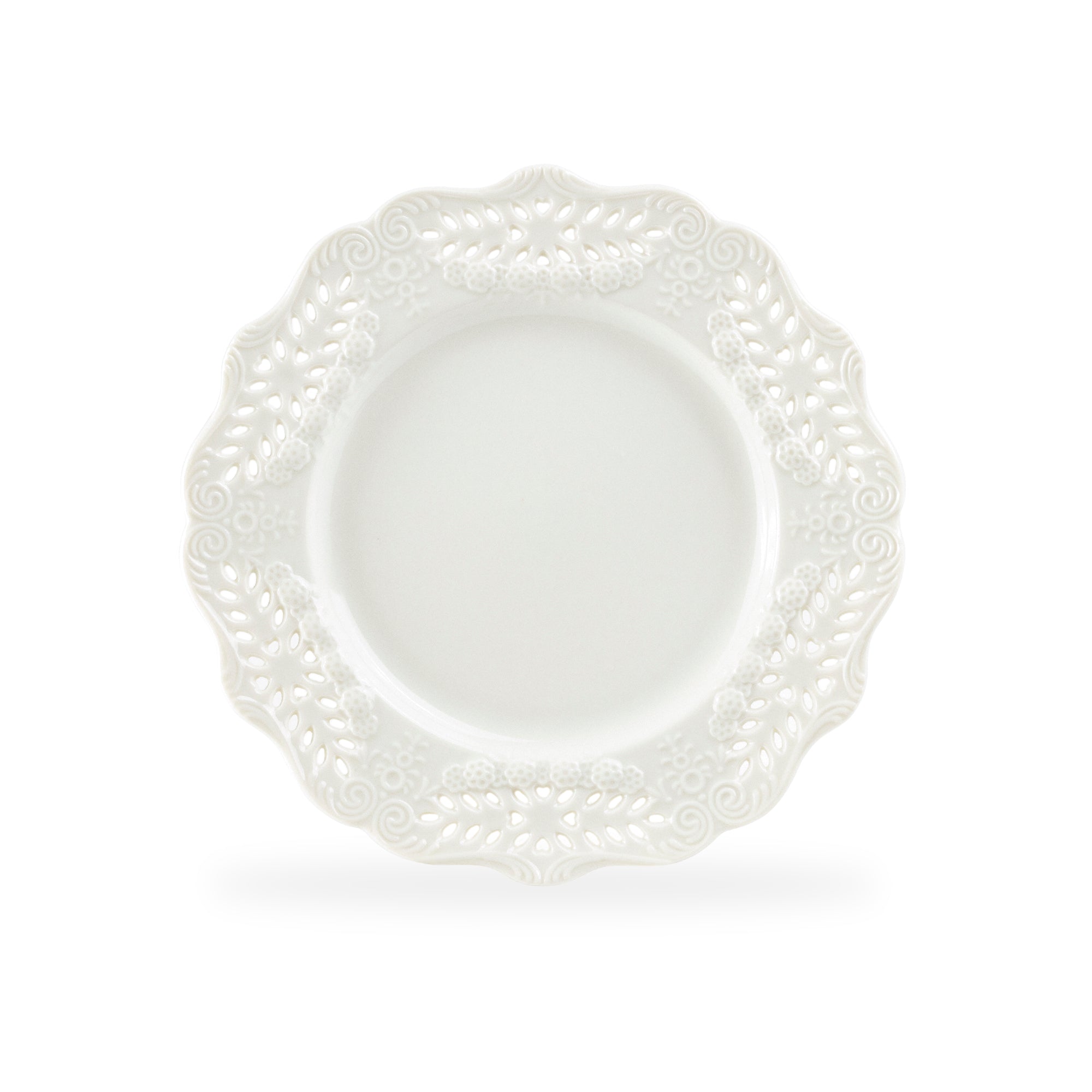 White Victorian Fine Porcelain Dessert/Dinner Plate