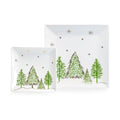 Christmas Pine Trees Fine Porcelain Square Dessert/Dinner Plate