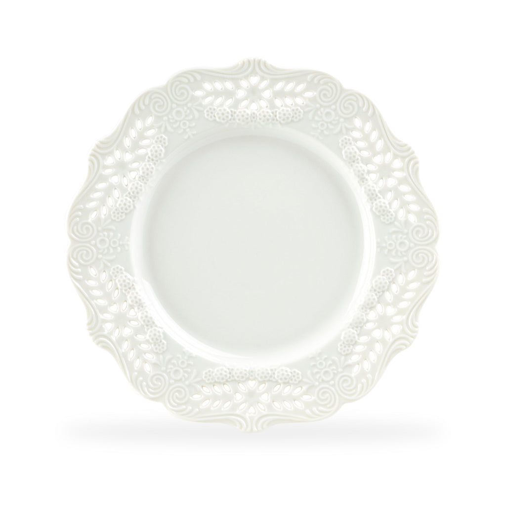 White Victorian Fine Porcelain Dessert/Dinner Plate
