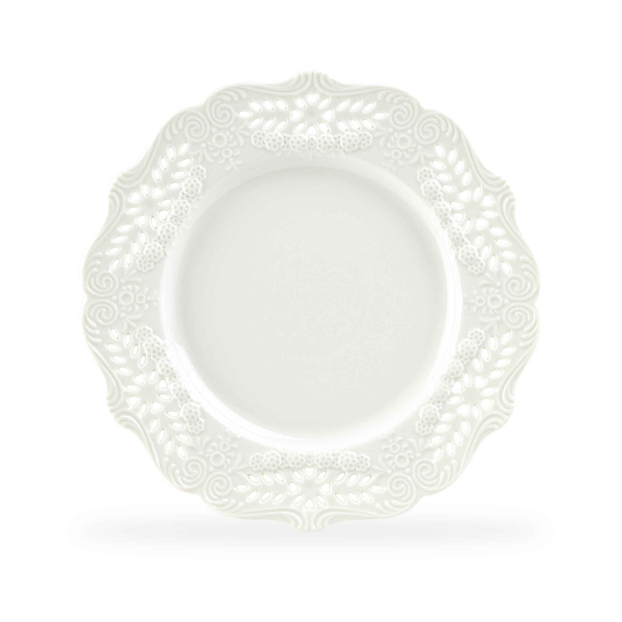 White Victorian Fine Porcelain Dessert/Dinner Plate