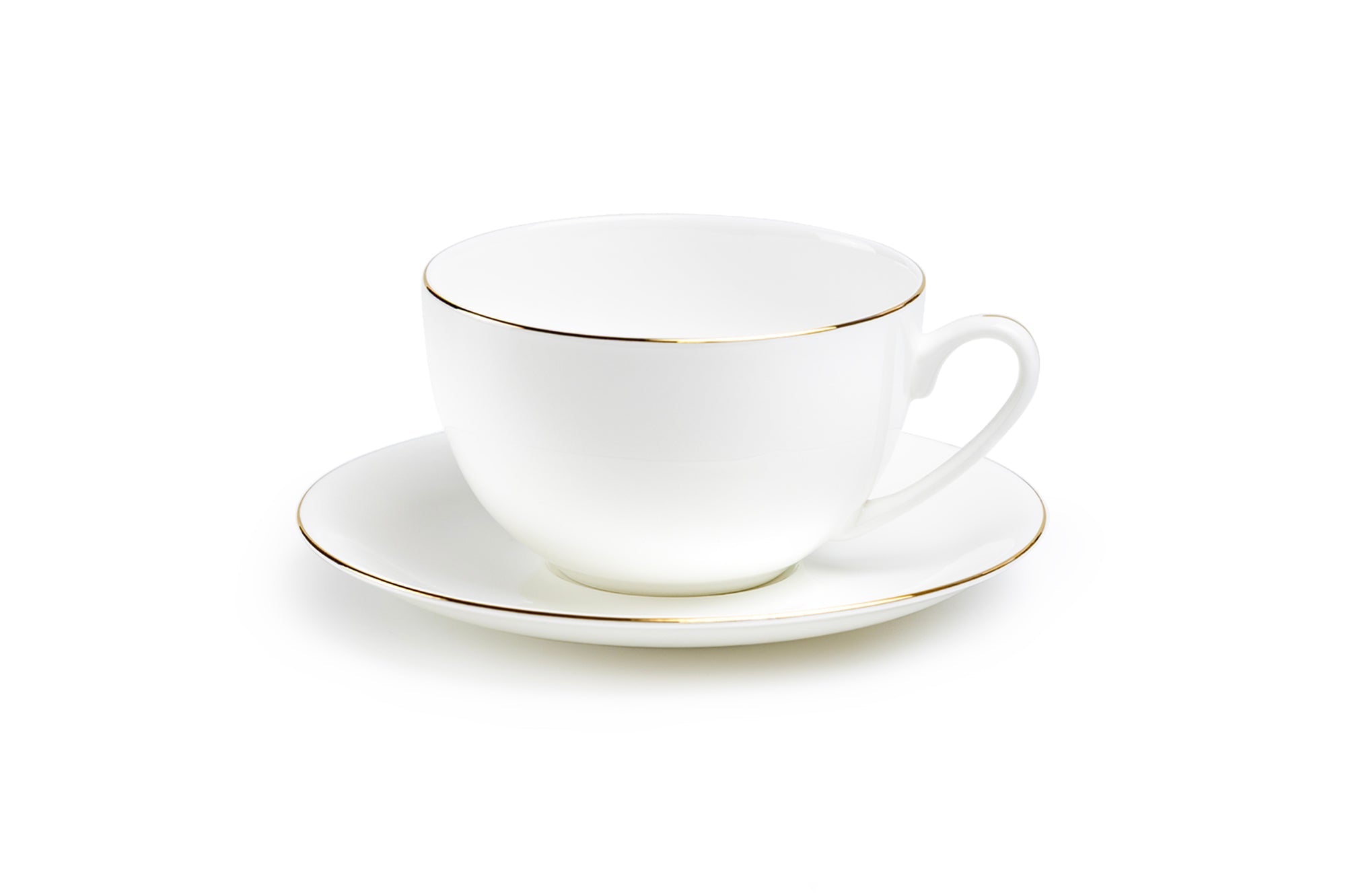 Gold Rim Blanc Bone China Cup and Saucer
