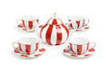 Red Carousel Fine Porcelain 9-Piece Tea Set