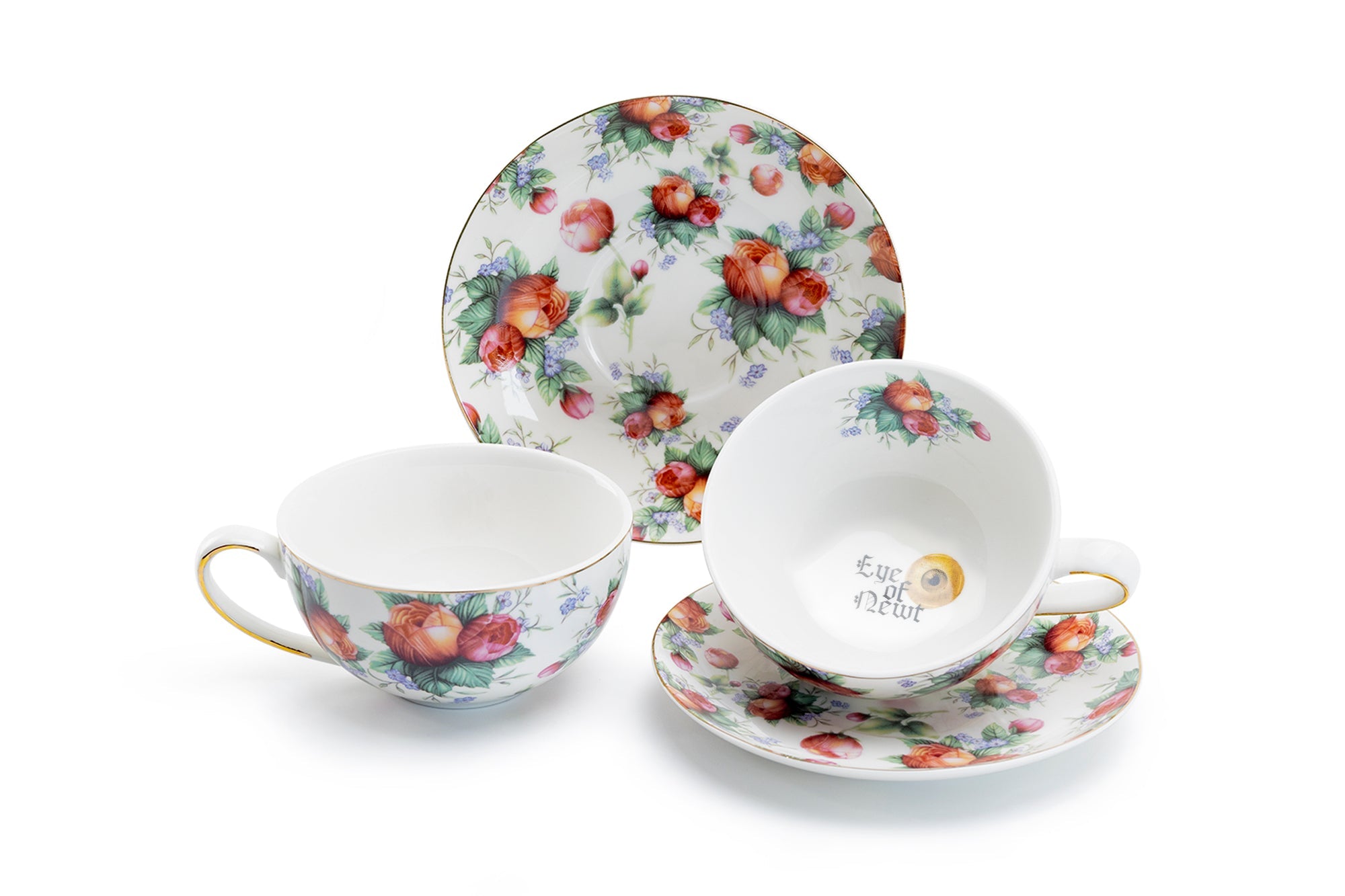 Eye of Newt Floral Tea Cup and Saucer