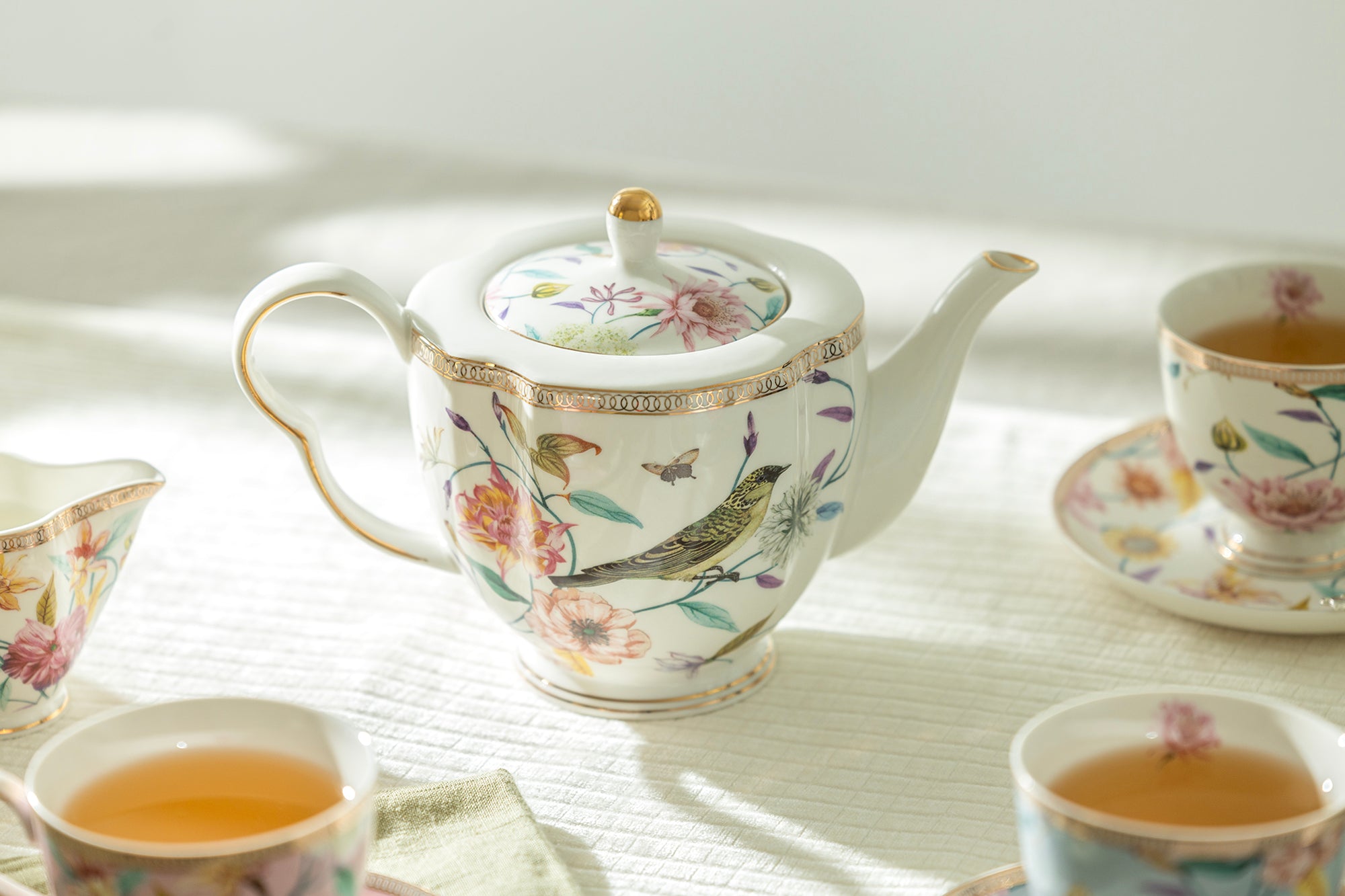 Spring Flowers with Hummingbird Fine Porcelain Teapot - CLEARANCE