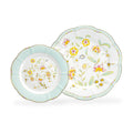 Yellow Corn Flowers with Mint Rim Fine Porcelain Dessert/Dinner Plate