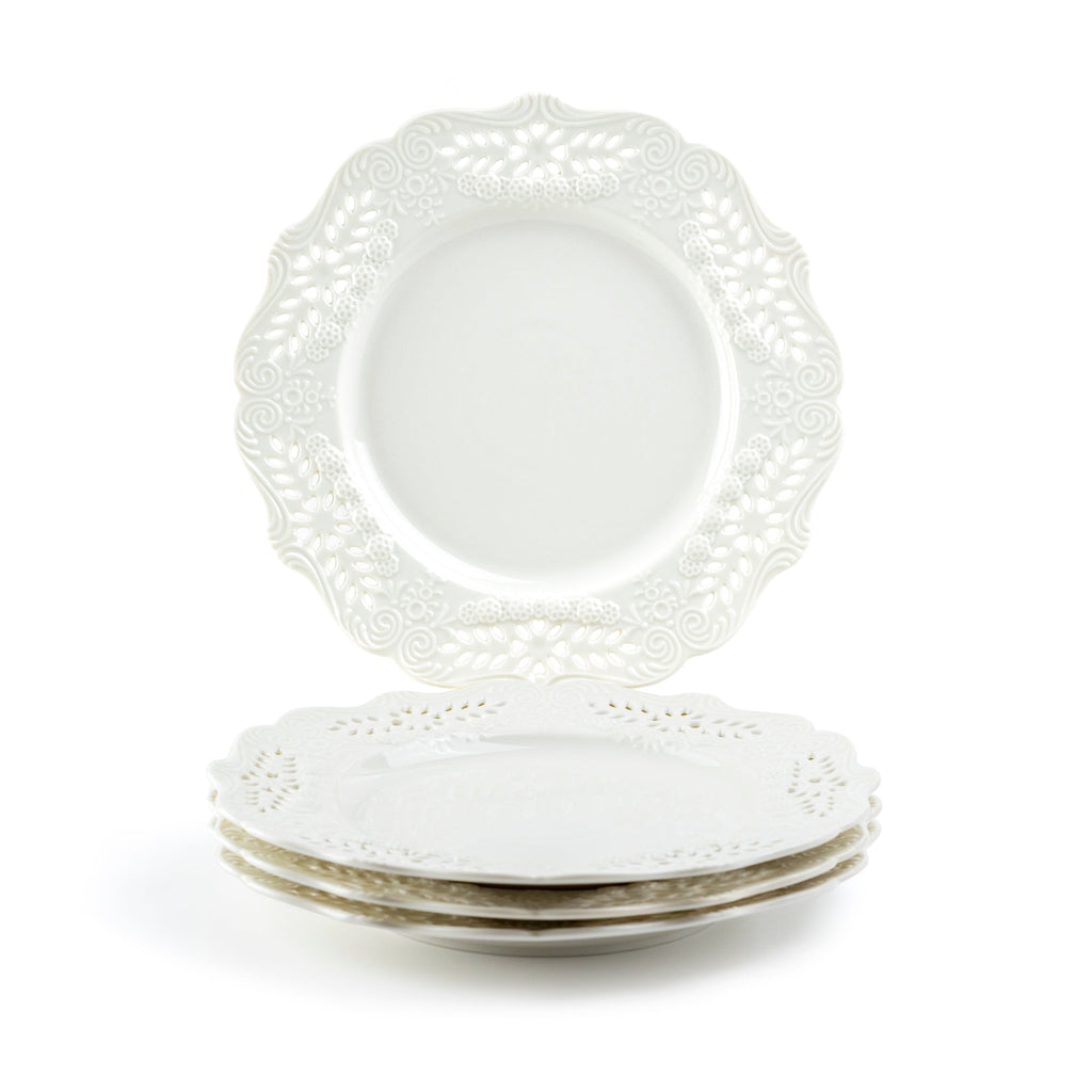 White Victorian Fine Porcelain Dessert/Dinner Plate