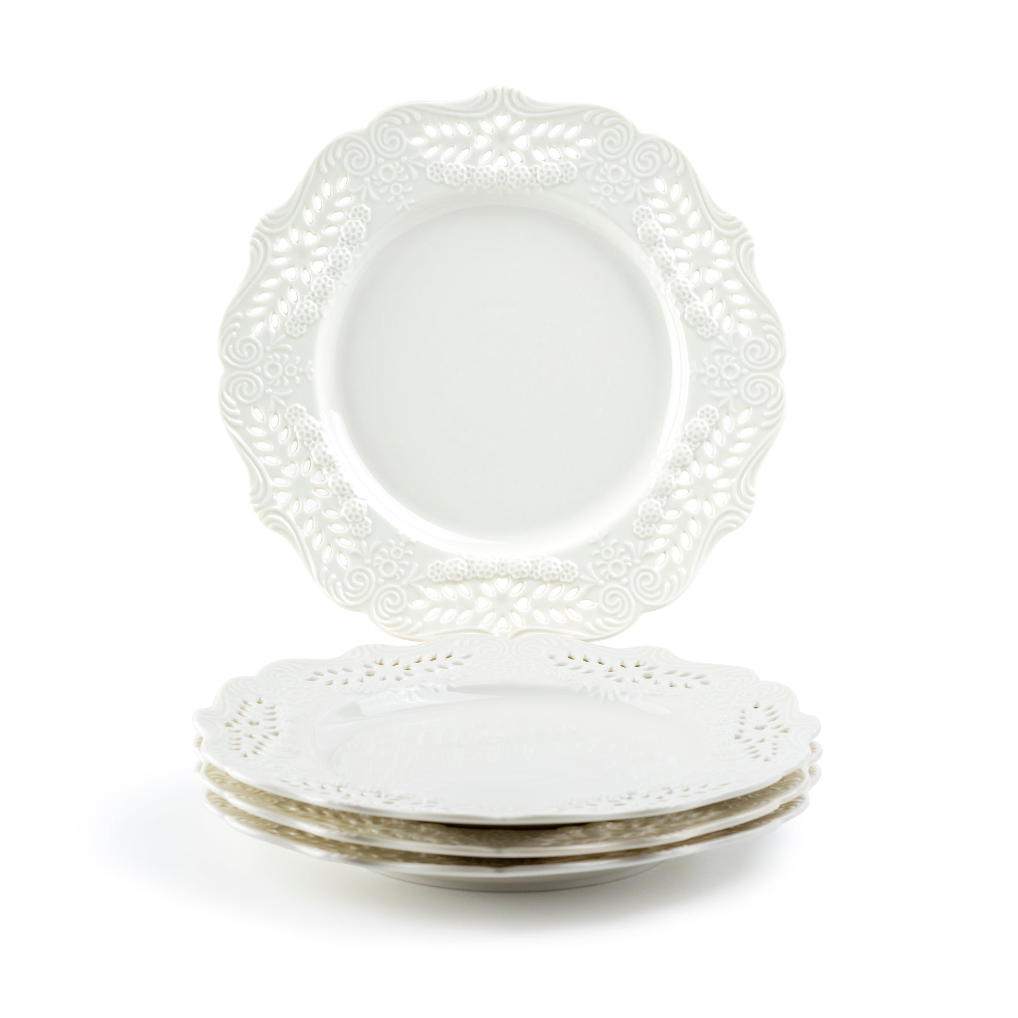 White Victorian Fine Porcelain Dessert/Dinner Plate