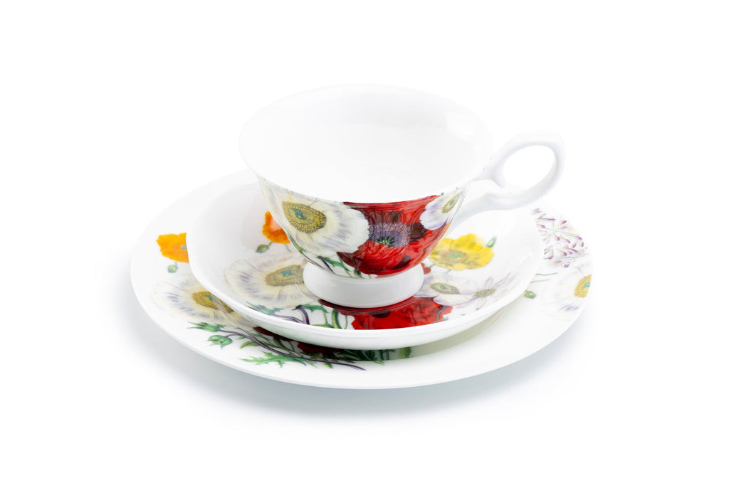 7.5" Poppy Field Bone China Dessert Plate