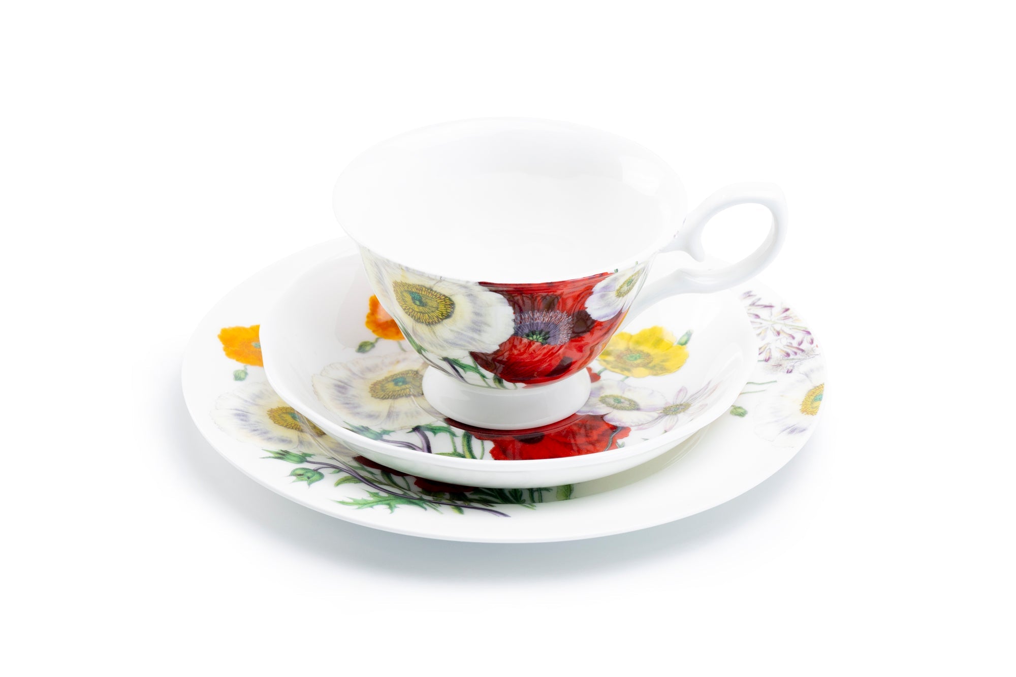 7.5" Poppy Field Bone China Dessert Plate