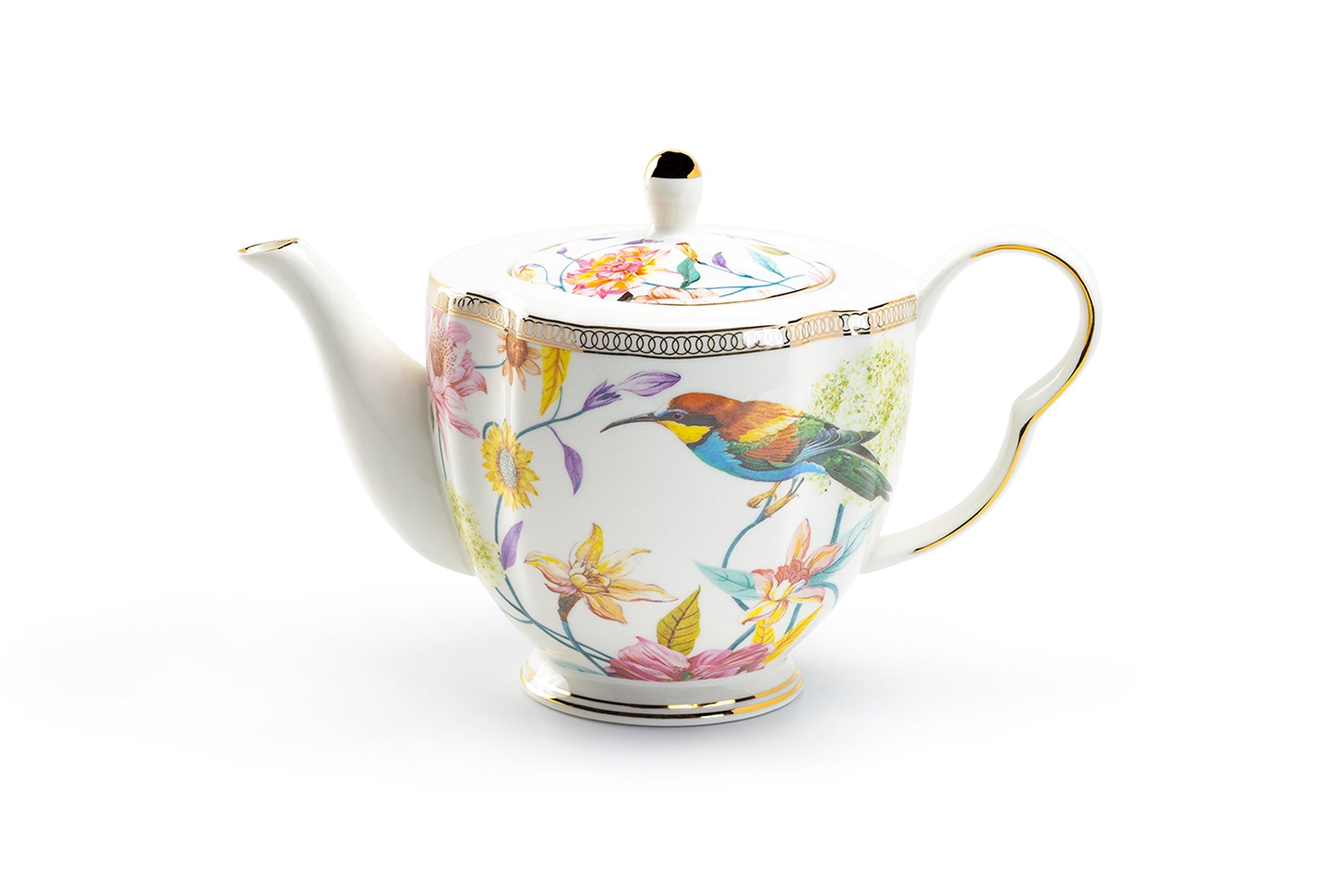 Spring Flowers with Hummingbird Fine Porcelain Teapot - CLEARANCE