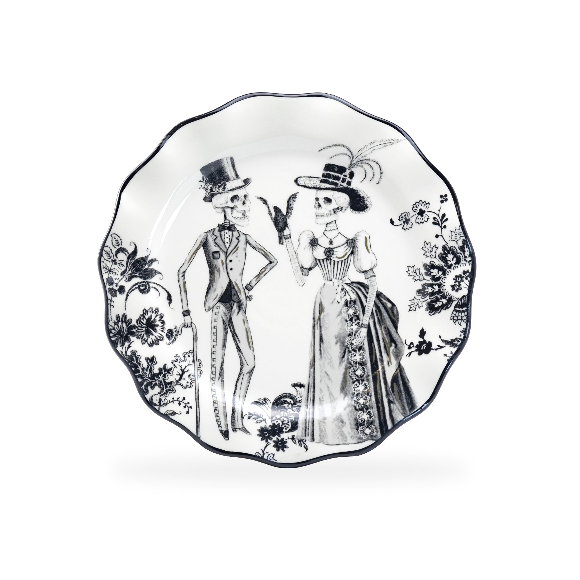 Halloween Victorian Skeletons Dessert/Dinner Plate