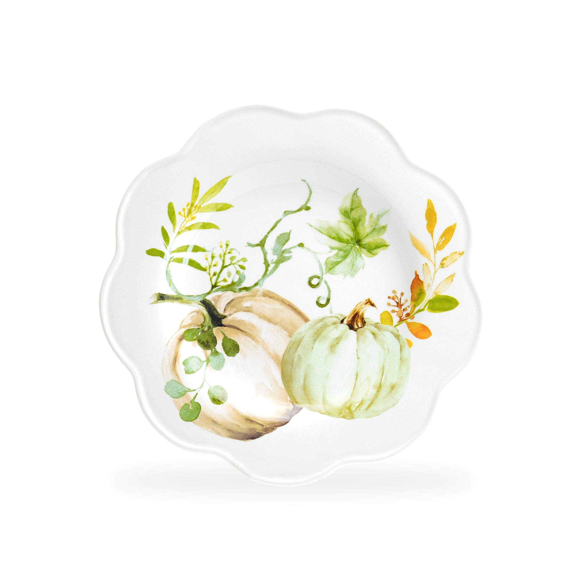 8.5" Assorted Fall Pumpkins Scallop Salad/Dessert Plate Set of 4