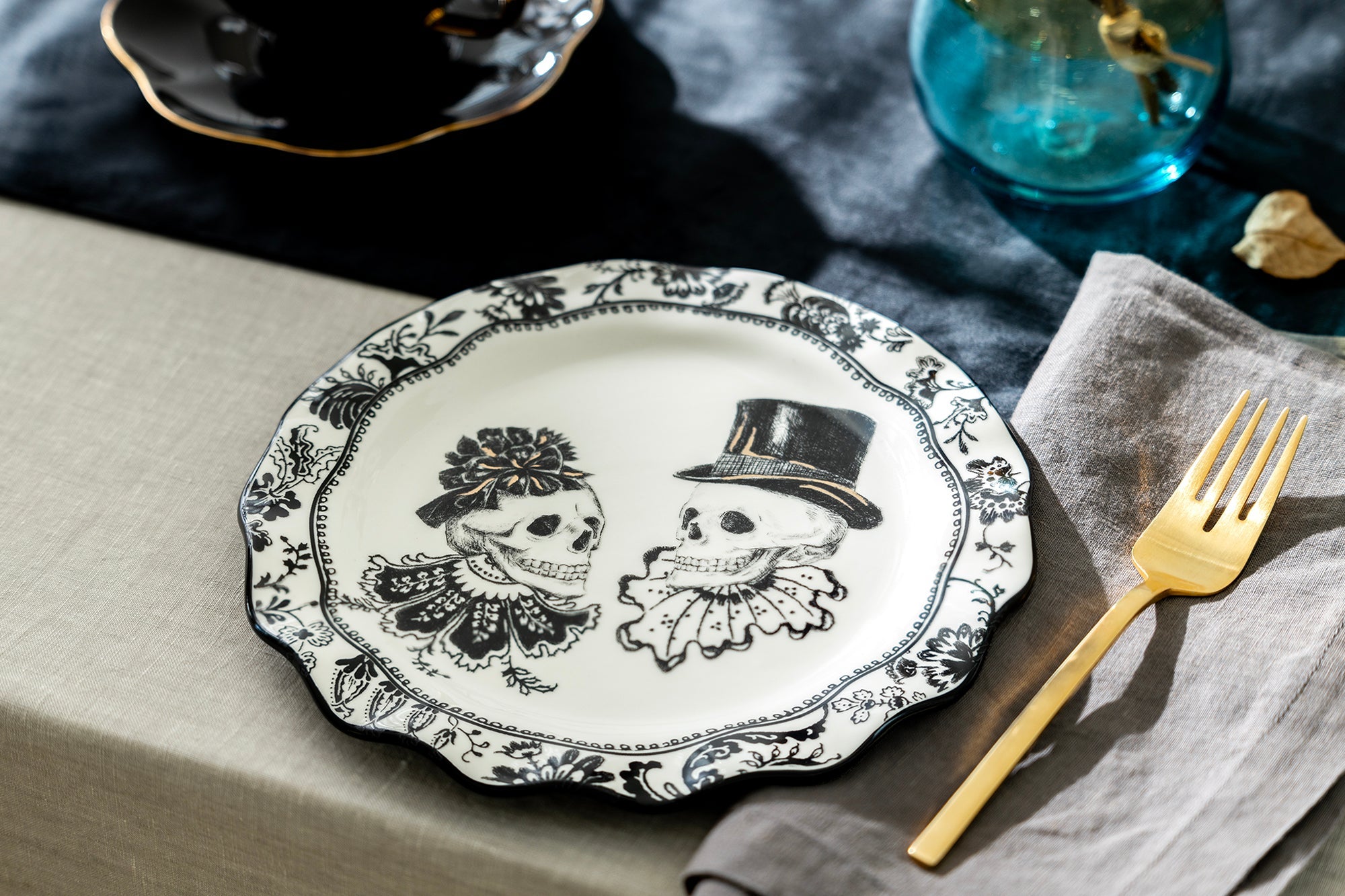 Halloween Victorian Skulls Dessert/Dinner Plate