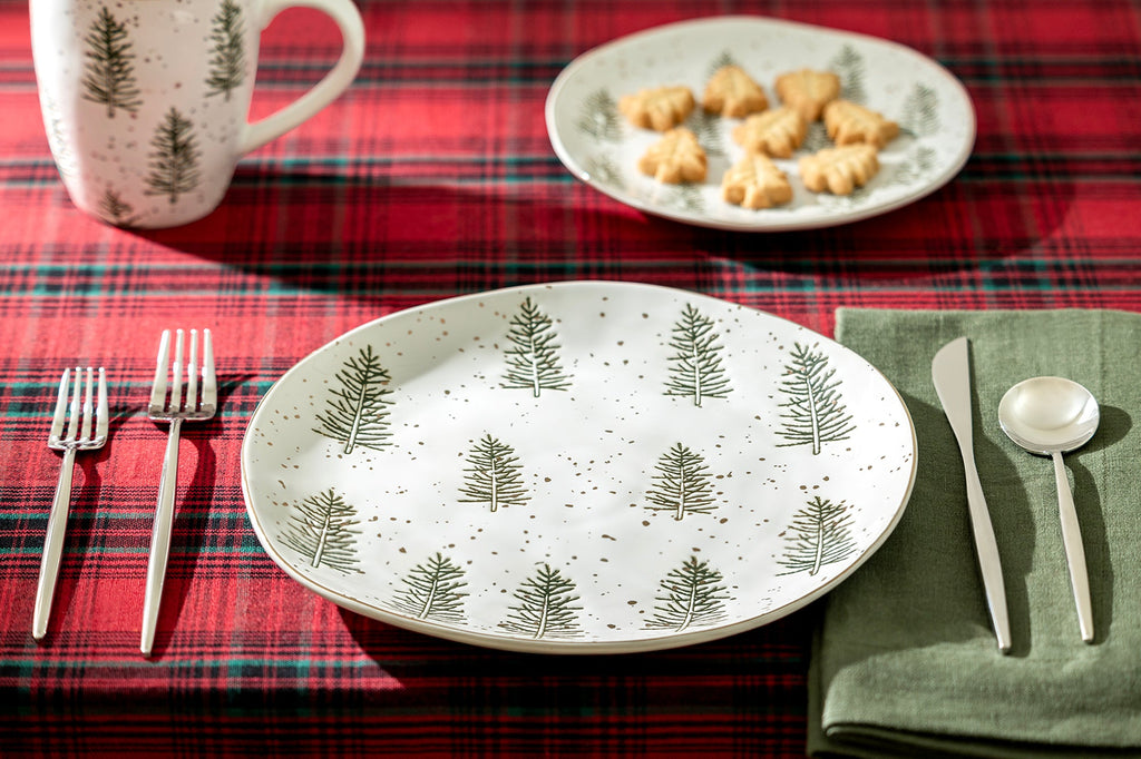Snowy Pine Trees Organic Shape Dessert/Dinner Plate