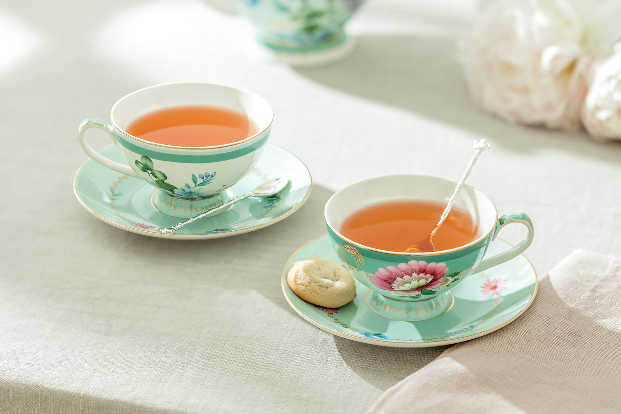 Mint Flower Garden Fine Porcelain Cup and Saucer Sets