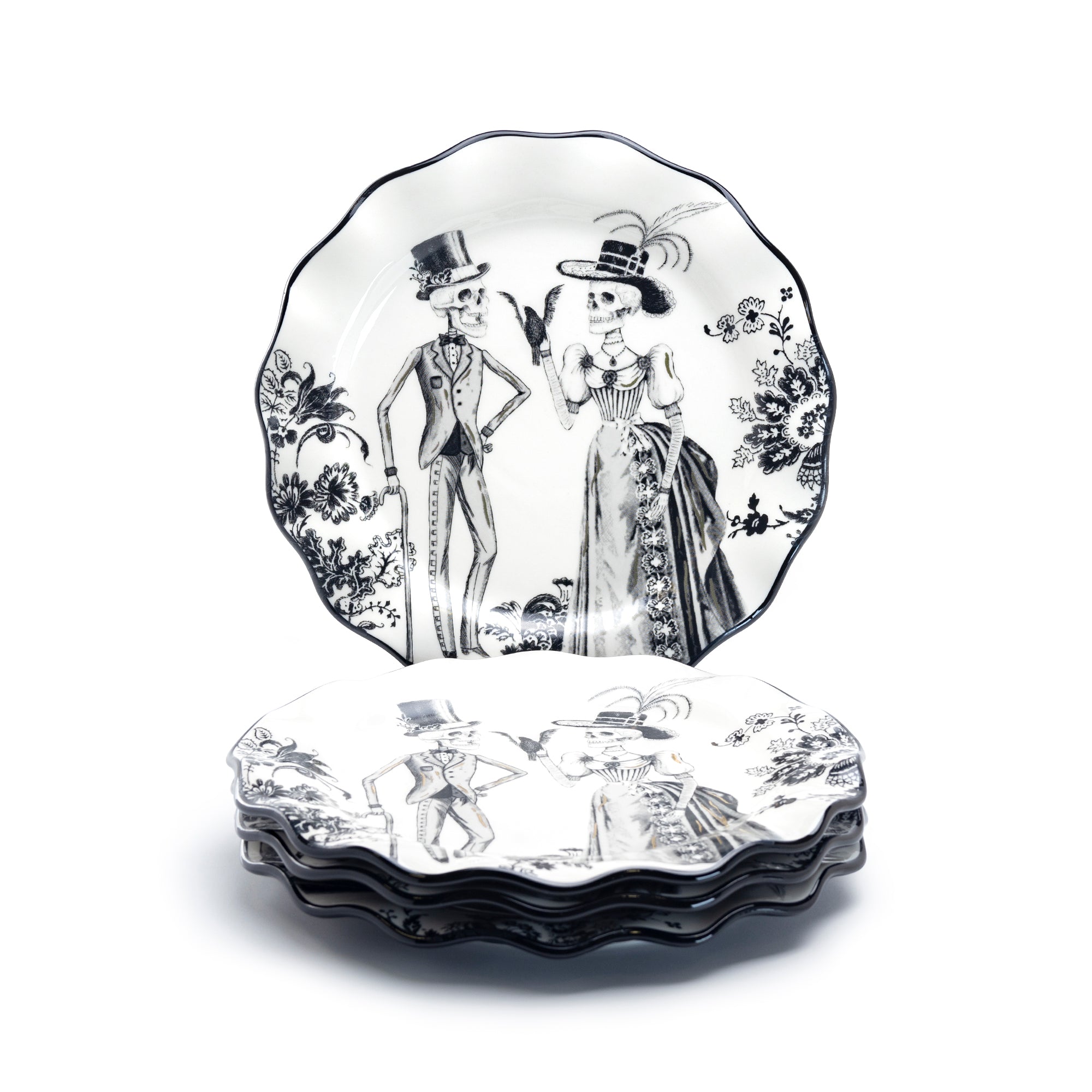 Halloween Victorian Skeletons Dessert/Dinner Plate