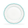 11" Turquoise Josephine Grey Dots Fine Porcelain Dinner Plate