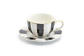 Black and White Scallop Fine Porcelain Tea Cup and Saucer