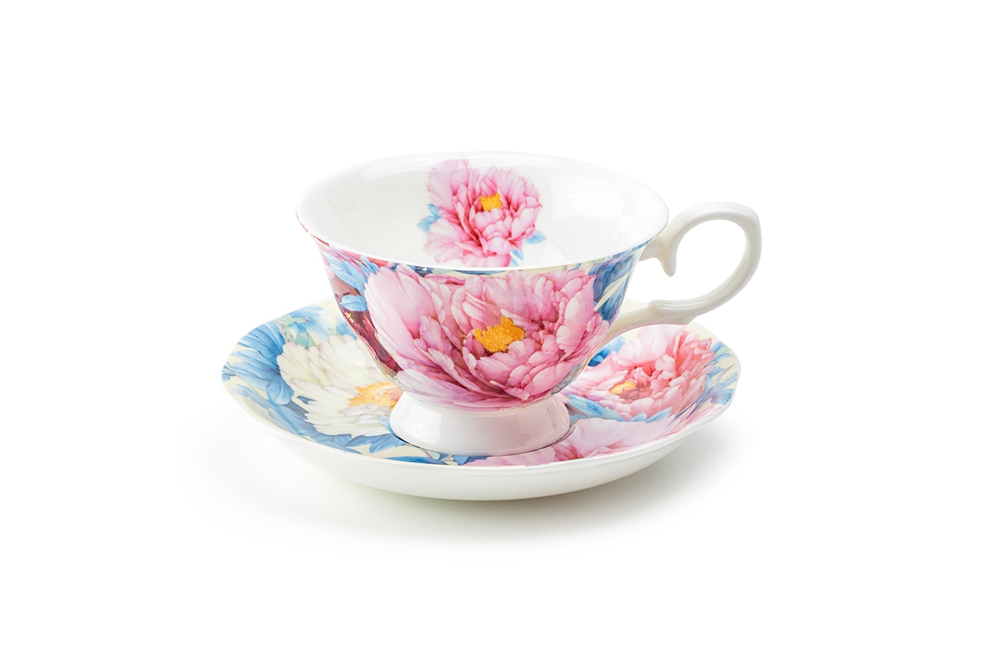 Empire Peony Blue Bone China Tea Cup and Saucer