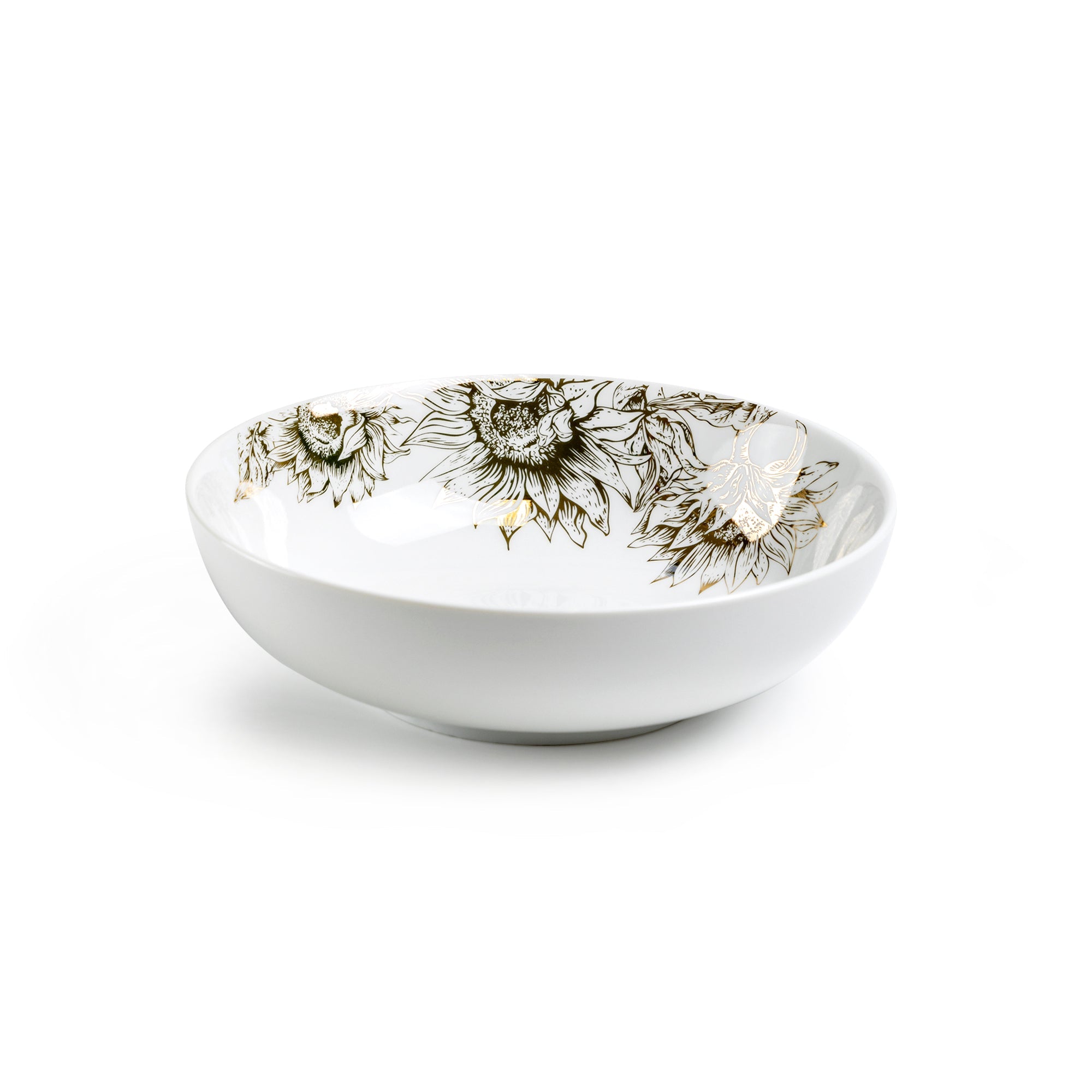 Gold Sunflowers Fine Porcelain Pasta Bowl