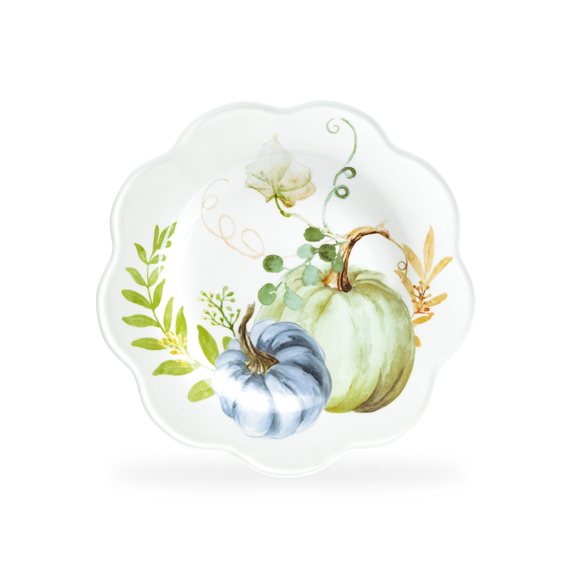 8.5" Assorted Fall Pumpkins Scallop Salad/Dessert Plate Set of 4