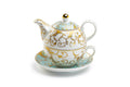 Mint Gold Scroll Fine Porcelain Tea For One Set