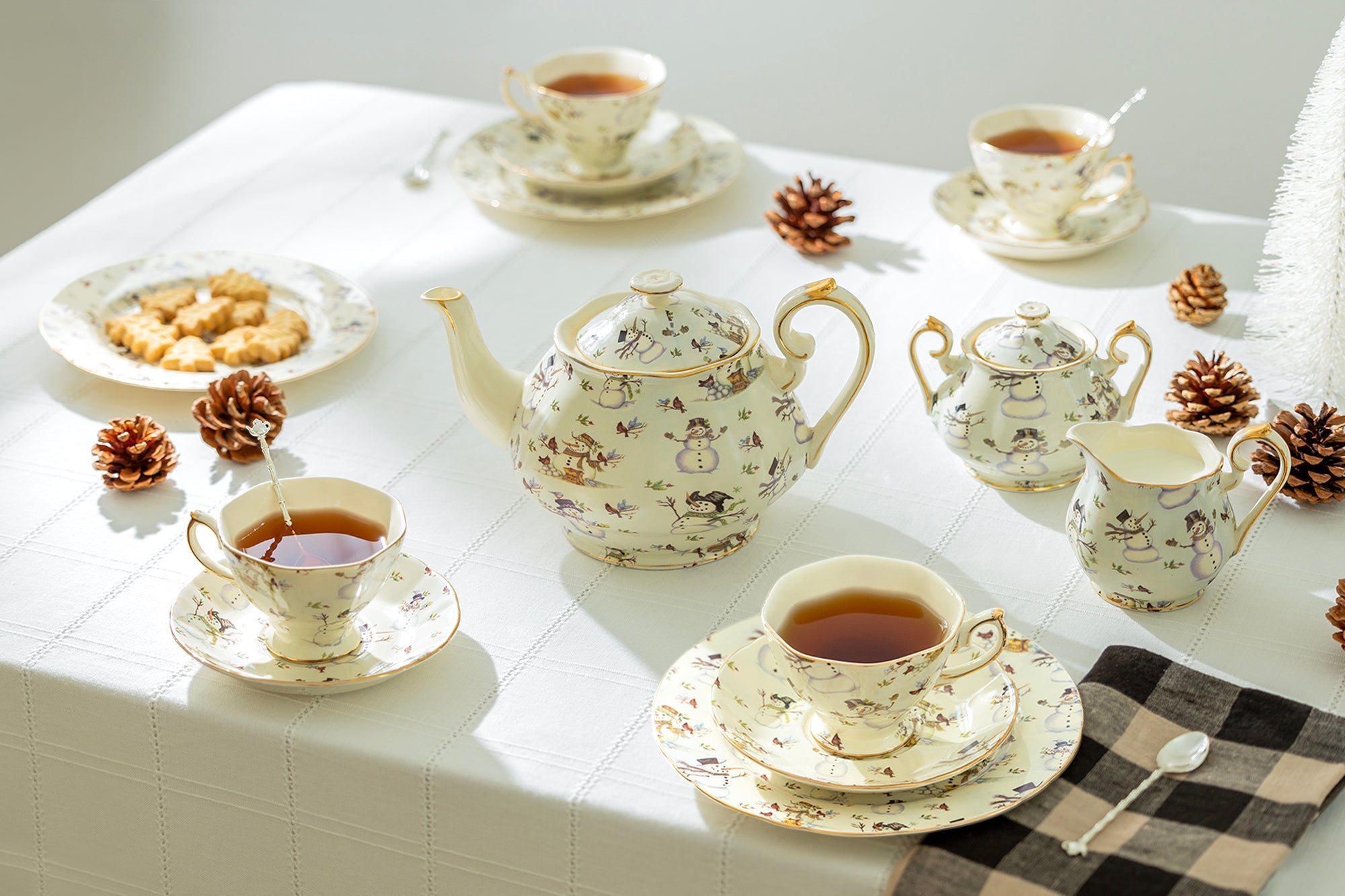 Holiday Snowmen Tea Set
